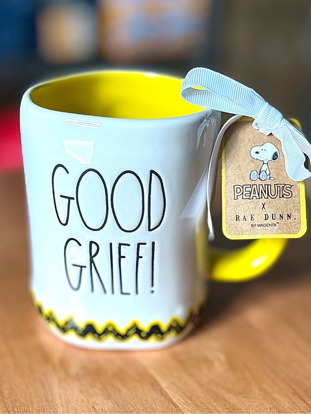 Rae Dunn Peanuts “Good Grief!” Charlie Brown Mug - White/Black/Yellow